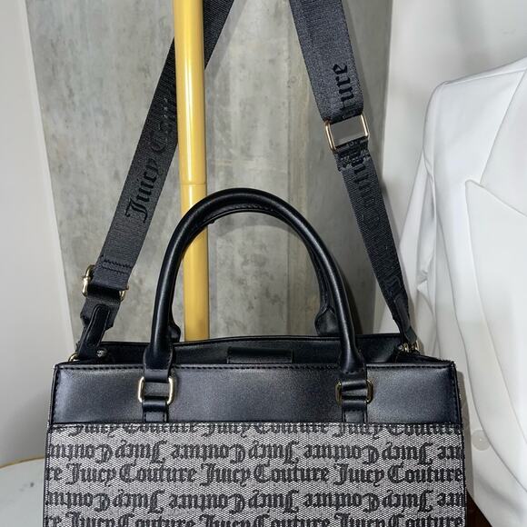 Juicy Couture Can't Tame Her Top Handle Structured Tote in Black Beige - Picture 11 of 15
